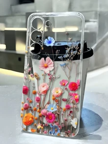 Ốp lưng điện thoại trong suốt họa tiết hoa nở tối giản thời trang, phù hợp với Galaxy S26 Ultra/S25 Ultra/S26 Edge/S25 Edge/S25 FE/S24 FE/S23 FE/S24+/S23 Ultra/S22, A14/A15/A16/A17/A24/A25/A26/A34/A35/A36/A37/A52/A53/A54/A55/A56/A57/A07 5G - Trong sáng - Xem 1