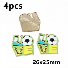 4 pièces Breloques pendentifs de football en émail en alliage métallique pour la fabrication de bijoux DIY pour collier, porte-clés, bracelet - football - Voir 18