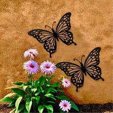 2D Flat, 1pc Beautiful Black Acrylic Butterfly Wall Decor, Outdoor Wall Decoration - Perfect For Living Room, Study Room Decor Or Outdoor Space, Butterfly Silhouette Garden Yard Decorative Craft - Multicolor - View 9