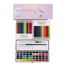 50 Color Imitation Wooden Box Watercolor Set With 2 Sets Of Colored Lead, Suitable For Painting Enthusiasts And Handicraft Experts. It Can Be Used For Home DIY, Studio Creation, Watercolor Rendering, Illustration Drawing, And Handicraft Decoration. It Is Easy To Blend And Color Naturally, With Rich Color Layers. It Is A Multifunctional Art Painting Product For Art Painting, Creative Design, And Handmade Production. - 套裝 - 查看 7