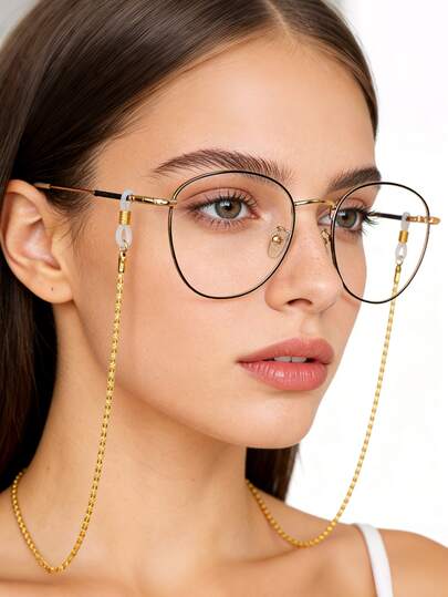 1 pezzo Elegante catena per occhiali a doppio strato in tono oro, catenina alla moda in metallo lavorato anti-smarrimento, porta occhiali estetico per uomo e donna per uso quotidiano
