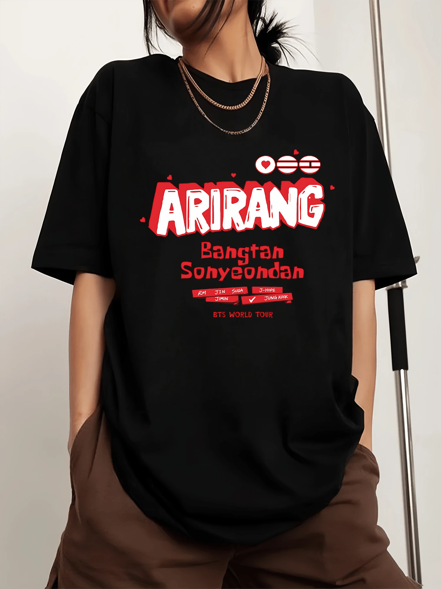 Arirang BTSS Men's Sports T-Shirt With Crew Neck And Print, Short Sleeve - Black - View 1