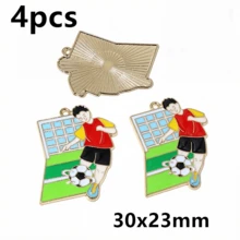 4 pièces Breloques pendentifs de football en émail en alliage métallique pour la fabrication de bijoux DIY pour collier, porte-clés, bracelet - football - Voir 21