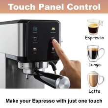 Tesslux 20Bar Espresso Machine With Dual Boiler, LCD Touch Control & Milk Frother| Compact Home Coffee Maker For Café Style Cappuccino & Latte, 304 Stainless Steel - Xem 4