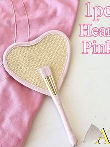 1 pieza Abanico portátil de verano tejido de colores con borlas, abanico manual de paja con efecto dopamina, abanico de paja hecho a mano con forma de corazón y flor para refrescarse en picnics, fotos, playa, bodas, fiestas y eventos de verano, decoración bohemia - Multicolor - Ver 6