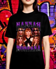 Miley Cyrus / HannahMontana 2026 World Tour Retro T-Shirt, Pop Icon Fan Merch - Black - View 1