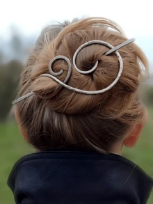 1个女士时尚凯尔特螺旋发夹 - 时尚马尾夹发饰，生日礼物，爪夹 - 銀色 - 查看 3