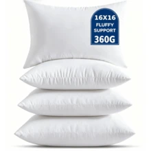 White 45x45cm Throw Pillow Inserts (Set Of 4) | Soft Plush Polyester Down Alternative Cushion Inserts For Bed, Couch & Living Room - White - View 1