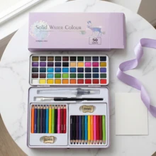 50 Color Imitation Wooden Box Watercolor Set With 2 Sets Of Colored Lead, Suitable For Painting Enthusiasts And Handicraft Experts. It Can Be Used For Home DIY, Studio Creation, Watercolor Rendering, Illustration Drawing, And Handicraft Decoration. It Is Easy To Blend And Color Naturally, With Rich Color Layers. It Is A Multifunctional Art Painting Product For Art Painting, Creative Design, And Handmade Production. - 套裝 - 查看 6