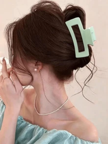 6个大号发爪夹，适合女性浓密头发，哑光方形发夹，防滑强力夹钳，粉彩色长方形发饰，适合细软头发造型，夏季发饰 - 彩色 - 查看 2