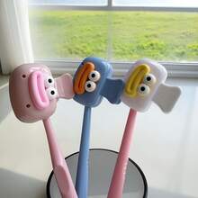 4pcs Nordic Sausage Toothbrush Holder Set, Colors: White, Blue, Gray, Pink, Suitable For Outdoor, Home, Bathroom, Protects Toothbrush Head, Keeps It Clean And Dry, Portable For Travel, Compact And Convenient Family Combo - Multicolor - View 6