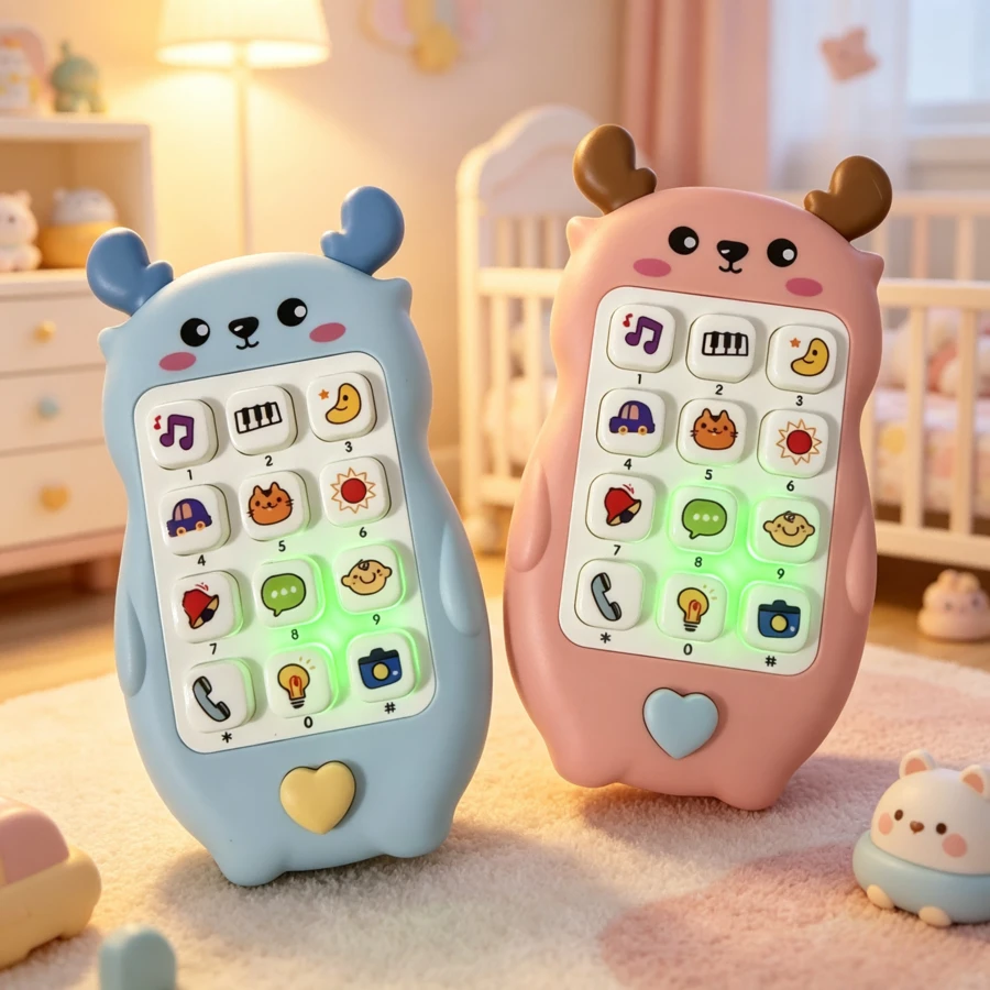 Interactive Baby Music Phone: Music, Animals And Over 10 Sound Effects, 2 Switchable Modes, Available In Pink And Blue - Multicolor - View 1