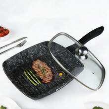 24CM Non-Stick Square Frying Pan Set, Granite Coated Skillet With Glass Lid, Multipurpose Cooking Pan,Non Stick Cooking Pan,Cookware Set,Suitable For Induction & Gas Hob, Kitchen Cookware For Steak, Pancakes & Daily Cooking - View 11