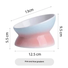 Tazón elevado de cerámica para gatos, protege el cuello, diseño inclinado, anti-derrame, fácil de limpiar, tazón para mascotas, apto para microondas y lavavajillas - Multicolor - Ver 6