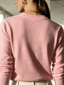WOMEN'S LONG SLEEVE KNITTING BLOUSE WINTER BASIC ROUND NECK SWEATSHIRT - rosabebe - 查看 2