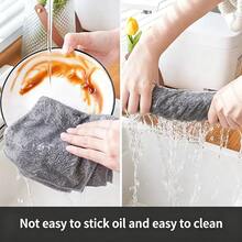 1/3/5 Pcs Bamboo Charcoal Fiber Cleaning Cloth, Thickened Material With Strong Absorbency, Easy To Rinse And Reuse, Effective Degreasing And Cleaning Dishcloth. Can Be Used For Cleaning Kitchen, Sink, Pots And Pans, As Well As Wiping Windows, Mirrors, Cars, Desks, Countertops And Stoves. No Lint Shedding, No Water Stains, Multi-Functional Wiping Cloth, Kitchen Cleaning Essential, Daily Household Necessity. - Grey - View 5