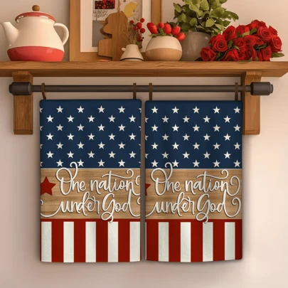 2pcs American Patriotic USA Flag Kitchen Towels - Ultra-Fine Absorbent Reusable Dishcloths Suitable For Cooking, Baking, Stars & Stripes Design With USA Flag Print, Modern Rectangular Suitable & Bathroom Towels, Housewarming Gifts