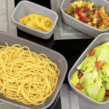 Meoky 8pcs Nested Rectangular Serving Bowls Set, Includes 4 Bowls + 4 Lids, Multi-Size Options, Salad Sauce Containers, Reusable Fridge Storage, Fridge Organizer Boxes, Party Supplies, With Ventilation Holes - View 4