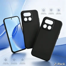 2pcs:Black Jelly Shock-Proof Phone Cases, Suitable For 16 Pro, C85 Pro, GT8 Pro Phone Cases, Simple Phone Covers, Fashionable Protective Cases, Solid Color Phone Cases, Black Phone Cases, Shock-Proof Phone Cases, - Black - View 11