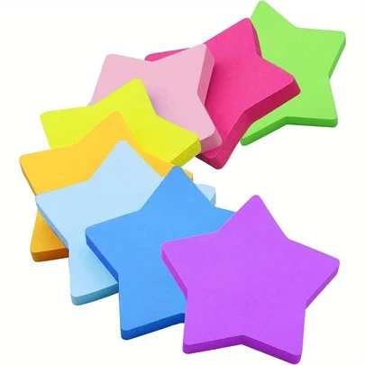 8PCS Colorful Star Sticky Notes, 240 Sheets Self-Adhesive Memo Pads For School, Office & Study, Cute Aesthetic Planner Stickers