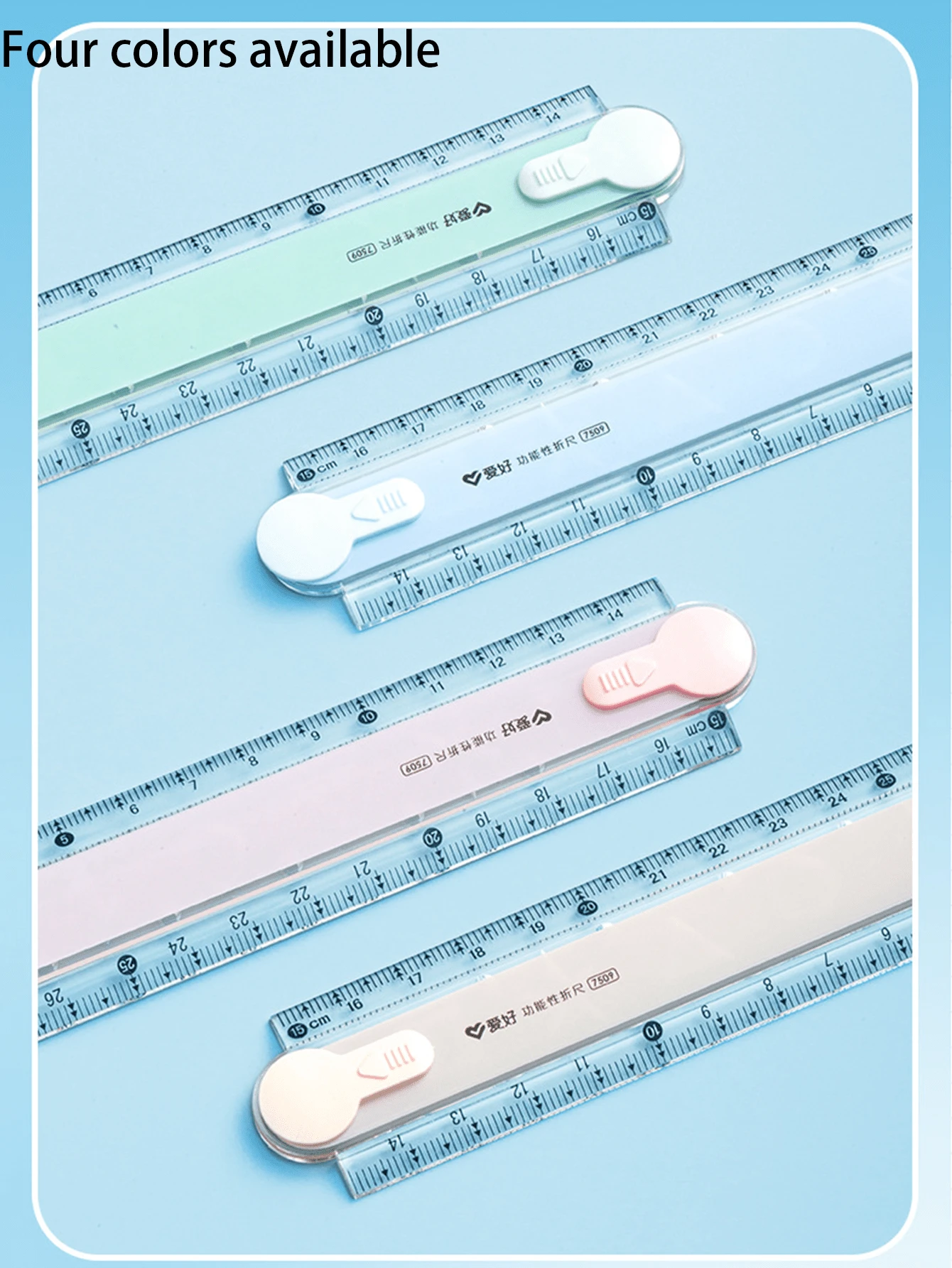 Foldable Ruler, Colorful Cute Folding Ruler, Student Ruler, Geometric Pattern Design Drawing Plastic Ruler - A - View 1