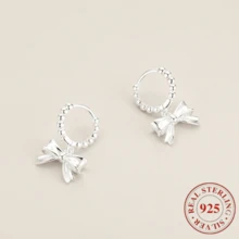 A Pair Of 925 Sterling Silver Bow Earrings, Elegant And Atmospheric, Suitable For Women's Daily Wear, Valentine's Day Gift, Weighing 3.95g - Silvery - View 4