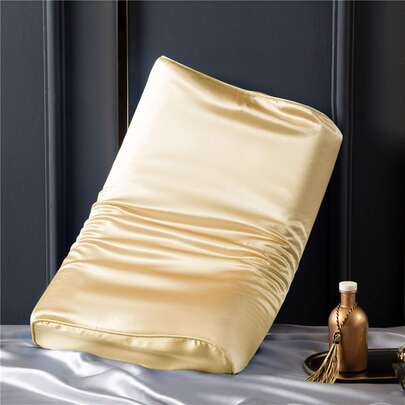 50cm*30cm*10cm Silk Fabric & Memory Foam Neck Pillow With Wavy Profile, Available In Multiple Colors
