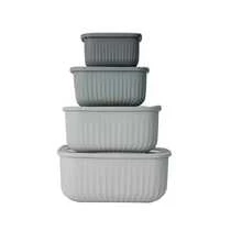Meoky 8pcs Nested Rectangular Serving Bowls Set, Includes 4 Bowls + 4 Lids, Multi-Size Options, Salad Sauce Containers, Reusable Fridge Storage, Fridge Organizer Boxes, Party Supplies, With Ventilation Holes - View 11