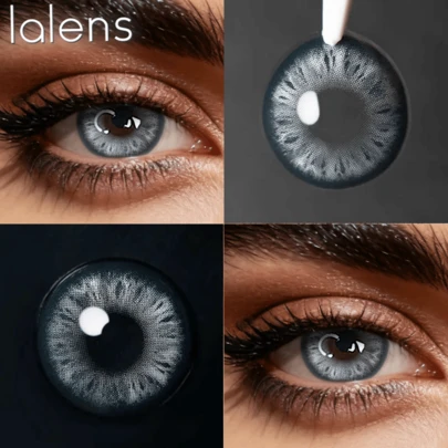  Lalens Teddy Blue 2Pcs 12 Months Disposable Small Pupil High Color Rendering Soft Fit Beauty Makeup Eyes Enlarging Colored Contacts For Both Light & Dark Brown Eye For Black Eyes Back To School Season Moisturizing Wear Resistant Lens For Students