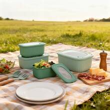 Meoky 8pcs Nested Rectangular Serving Bowls Set, Includes 4 Bowls + 4 Lids, Multi-Size Options, Salad Sauce Containers, Reusable Fridge Storage, Fridge Organizer Boxes, Party Supplies, With Ventilation Holes - View 6