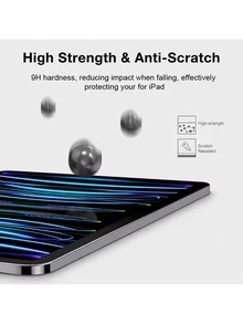Yezodawee 2片装屏幕保护膜，兼容iPad 5/6/7/8/9代 10.2/10.5英寸、Air 1/2/3/4/5 10.9英寸、Mini 1/2/3/4/5/6、Pro 11英寸、1/2/3代 9.7英寸、Pro 12.9英寸（2015-2024-2025 A16/10代），钢化玻璃膜 - 透明 - 無色 - 查看 6