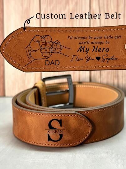 Custom Men'S Fashion Pu Leather Belt For Daddy, Personalised Grooms Men Gifts Fashionable Daily Decoration Jeans Belt Gift For Boyfriend Husband, Stylish Metal Buckle Belt For Suitable For Men, Men'S Daily Life, Casual, Party, Holiday, Work, Valentine'S Day, Suitable For Father'S Day, Birthday Gifts, Anniversary, Family, Dad, Husband, Lover, School Supplies, Wedding Accessories, Best Friend Gifts, Anniversary Gift For Husband, Fathers Day Gift, Dad Gifts