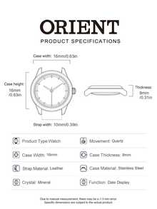 Orient 女士优雅腕表，长方形玫瑰金水晶表圈，珍珠母贝表盘搭配罗马数字时标，棕色缎面表带，复古时尚女士石英小表盘腕表，适合约会、婚礼、派对、街头、生日等场合佩戴，也是送给女儿、新娘和朋友的理想礼物。 - FUBTS004W0 - 查看 5