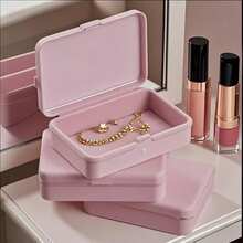 Juego de 1/5/12 piezas de cajas de almacenamiento rectangulares de moda; caja de almacenamiento de joyas; caja de almacenamiento multifuncional para el hogar; caja de almacenamiento de tarjetas; caja organizadora de escritorio - Rosa - Ver 1