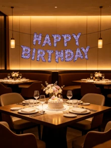 1 Set Purple Rainbow Cracked "Happy Birthday" Banner - Glitter Holographic Lightning Crack Paper Banner, Suitable For 80s Retro, Disco, Glow, Rock Birthday Party Decoration, Unisex - Multicolor - View 4