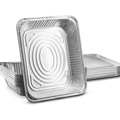 Pack Of 10 - 32x26cm (9 X 13 Inches) Large Reusable Aluminium Foil Trays Containers For Baking Freezing Roasting Broiling Cooking Food Storage & More Gastronorm Half Size Pan Cookware Disposable Bbq Oven