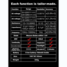 1pc BSIDE Digital Multimeter S20 Smart DC AC Voltage Capacitor Ohm Diode NCV Hz EMF Tester Detector Meter - Black - View 3