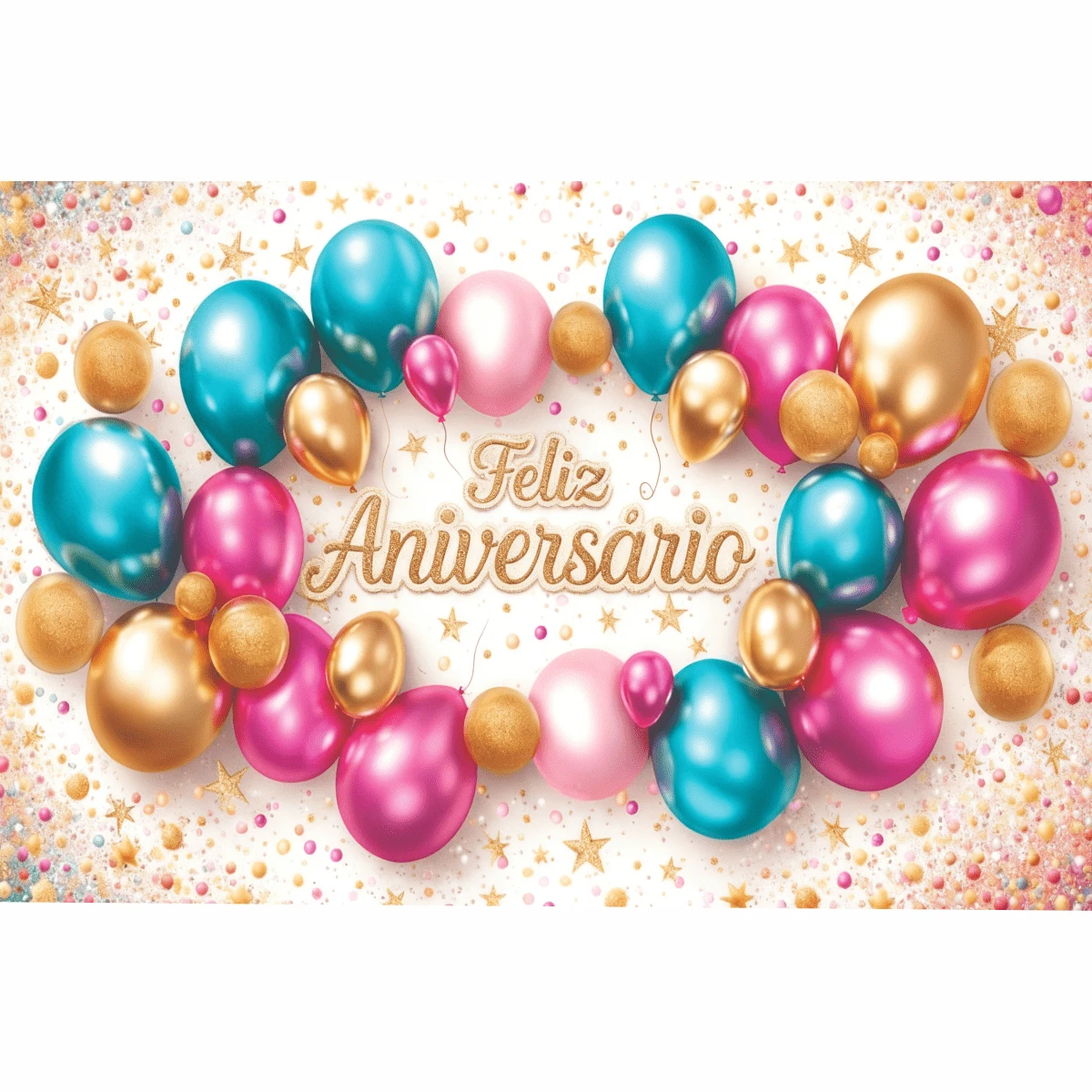 Rectangular Happy Birthday Banner 2.20x1.80 Sublimated Fabric - 4 YEARS - View 1