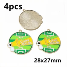 4 pièces Breloques pendentifs de football en émail en alliage métallique pour la fabrication de bijoux DIY pour collier, porte-clés, bracelet - football - Voir 13