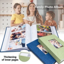 Album ảnh 4x6, bìa vải lanh tự thiết kế, dạng sách trượt, chứa được 300 ảnh 4x6, lý tưởng cho ảnh gia đình, ảnh cưới, ảnh em bé và ảnh kỳ nghỉ. - Nhiều màu - Xem 6