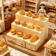Miniature Building-Style Display Rack, Miniature Food Display Stand, Dollhouse Decor Rack, Miniature Bread Rack Ornament, Micro Scene Photography Prop, Dollhouse Mini Shelf Model, Supermarket Mini Shelf - Multicolor - View 3