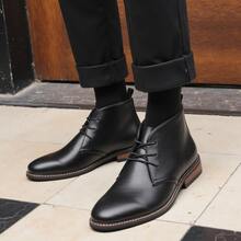 Men's Desert Boots, Classic Retro Derby Boots, Wear-Resistant Anti-Slip Casual Ankle Boots - Black - View 2