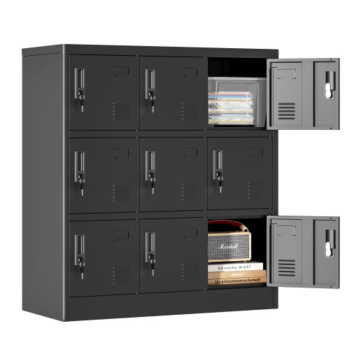 Metal Cabinets For Office, Gym, School & Home - Secure Storage Cabinet With Card Slot (Black). H 100 Cm * W 90 Cm * D 40 Cm