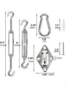 1 Set 6-Inch Outdoor Canopy Hardware Kit, Includes Swivel Hooks And Brackets, Suitable For Triangle/Rectangle Canopy, Patio Shade Installation Hardware - A - View 3