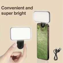 Baijun XU 1 đèn LED selfie, đèn kẹp điện thoại mini cầm tay với 3 chế độ chiếu sáng, thích hợp cho trang điểm, phát trực tiếp, hội nghị video, đèn kẹp điện thoại/máy ảnh có thể sạc lại. - Bạc - Xem 4