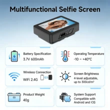 Mini Vog Selfie Display, Wireless Screen Duplication, Adjustable Brightness In Four Levels, Works With Apple And Android, Perfect For Tk Live And Vog Production, Useful Gadget, Selfie Stick - Modern Style - View 11
