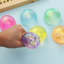 Glitter Transparent Soft Squeeze Toy: Soft Squeeze Stress Relief Toy, Colorful Macaron TPR Sensory Ball, Suitable As Mother's Day Gift For Adults And Collectors - Multicolor - View 3