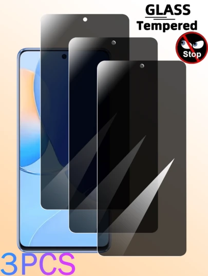 3-Piece Full Coverage Privacy Tempered Glass Screen Protector For Huawei And Honor, Anti-Scratch Anti-Peeping Protective Film, Easy To Install, No Bubbles, Easy To Clean, Durable Tempered Glass
