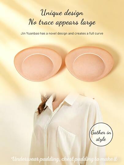 2/1 Pair Self-Adhesive Bikini Bra Pads, Suitable For Bras, Swimwear Or Bikinis, Suitable For Women With Larger Bust, Thickened Invisible, Applicable For Swimwear, Bikinis And Push-Up Bras, Regular Bra Cups