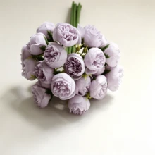 Bó hoa mẫu đơn và hoa hồng màu hồng 27 bông sống động như thật - Hoa giả trang trí nhà cửa, quà tặng Valentine, 1/2 bó hoa. - Màu tím - Xem 6